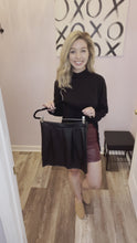Load and play video in Gallery viewer, Burgundy Faux Leather Side Slit Skirt
