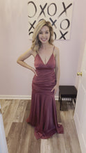 Load and play video in Gallery viewer, Dark Rose V Neck Spaghetti Strap Maxi Dress
