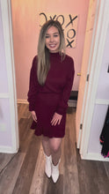 Load and play video in Gallery viewer, Garnet Ribbed Mock Neck Dress
