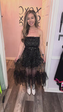 Load and play video in Gallery viewer, Black &amp; Colored Sequin Tiered Maxi Dress
