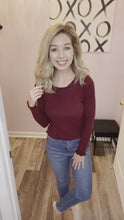 Load and play video in Gallery viewer, Burgundy Lettuce Hem Top
