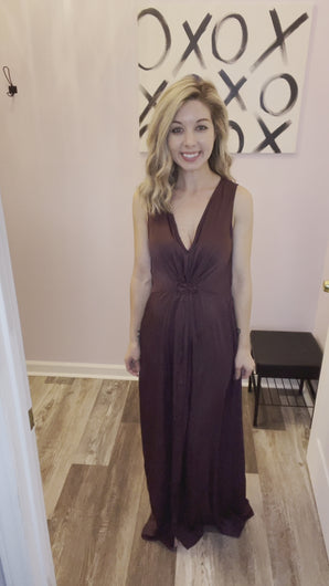 Plum Middle Twist Knot Maxi Dress