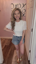 Load and play video in Gallery viewer, White Eyelet Sleeve Ribbed Top
