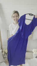 Load and play video in Gallery viewer, Plus Size Royal Blue Off Shoulder Maxi Dress
