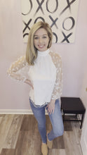 Load and play video in Gallery viewer, White Floral Mesh Long Sleeve Top
