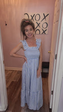 Load and play video in Gallery viewer, Blue &amp; White Gingham Maxi Dress
