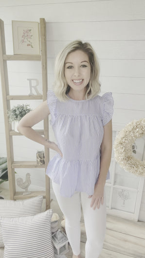 Blue Seersucker Inspired Lightweight Top