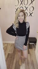 Load and play video in Gallery viewer, Black &amp; White Plaid Overall Skort 
