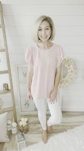 Ruffled & Ribbed Knitted Top
