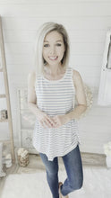 Load and play video in Gallery viewer, Sky Blue Striped Lace Tank Top
