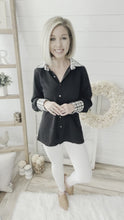 Load and play video in Gallery viewer, Tweed Plaid Collar and Wrist Top

