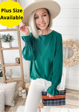 Load image into Gallery viewer, Hunter Green Bubble Sleeve Top

