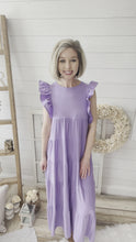 Load and play video in Gallery viewer, Lavender Ruffled Sleeve Babydoll Tiered Maxi Dress
