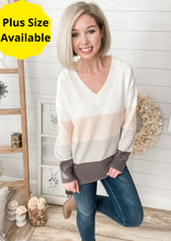 Load image into Gallery viewer, Colorblock V Neck Sweater
