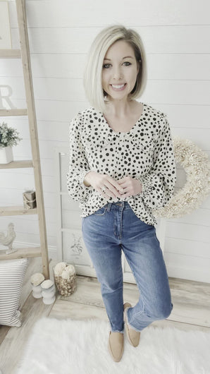 Ruffled Dalmatian Print Top