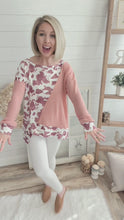 Load and play video in Gallery viewer, Asymmetrical Cow Print Lightweight Sweater

