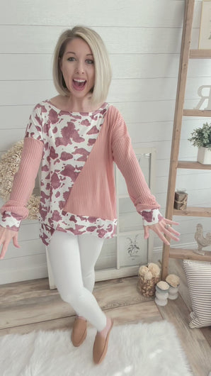 Asymmetrical Cow Print Lightweight Sweater