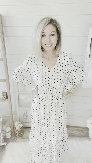 Polka Dot Long Sleeve Maxi Dress