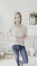Load and play video in Gallery viewer, Khaki Ruffled Sleeve Knit Top
