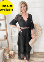 Load image into Gallery viewer, Black Lace Layered Maxi Dress
