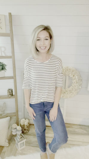 Black and White Short Sleeve Stripe Top