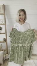 Load and play video in Gallery viewer, Plus Size Lightweight Green Leopard Print Tassel Babydoll Dress
