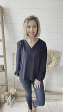 Load and play video in Gallery viewer, Navy V Neck Top
