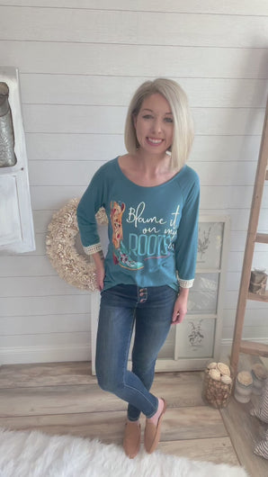 Blame It All On My Roots Top With Lace Detail Lightweight Top