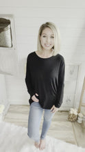 Load and play video in Gallery viewer, Black Long Sleeve Cut Out Back Top
