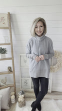 Load and play video in Gallery viewer, Grey Cowl Neck Pullover Sweater
