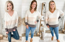 Load image into Gallery viewer, Colorblock V Neck Sweater
