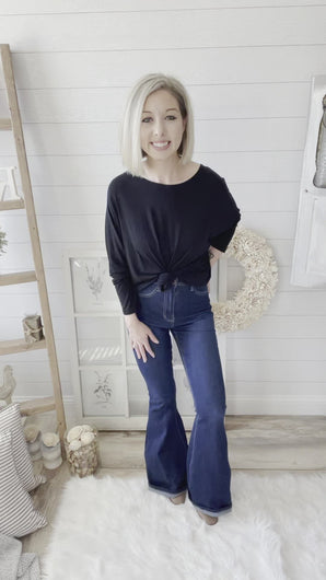 Dark Wash Flare High Rise Jeans