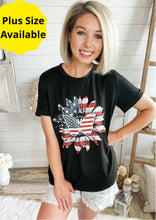 Load image into Gallery viewer, American Flag Sunflower/Butterfly Graphic Tee
