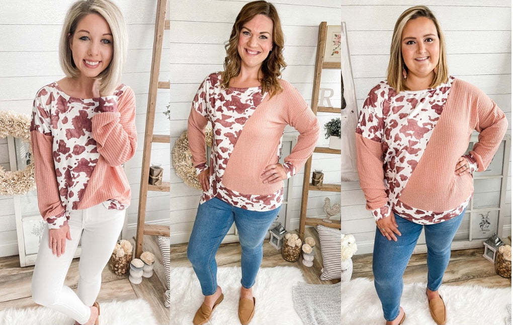 Asymmetrical Cow Print Lightweight Sweater
