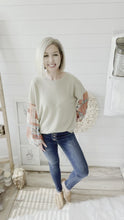 Load and play video in Gallery viewer, Sage and Paisley Bubble Sleeve Waffle Knit Lightweight Sweater
