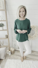 Load and play video in Gallery viewer, Hunter Green Bubble Sleeve Top
