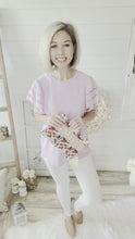 Load and play video in Gallery viewer, Lavender Flare Scalloped Sleeve Top
