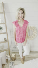 Load and play video in Gallery viewer, Hot Pink Cheetah Print Ruffled Top
