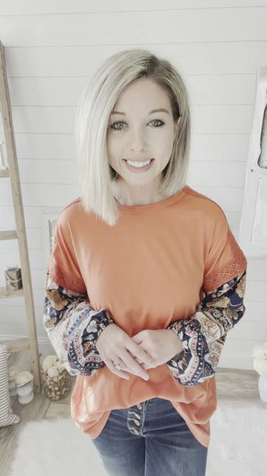 Floral Bubble Sleeve Top