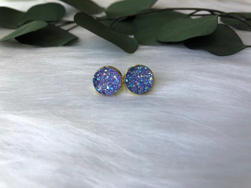 Periwinkle Druzy Earrings
