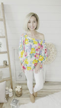 Load and play video in Gallery viewer, Floral Print Off Shoulder Bubble Sleeve Top
