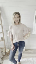 Load and play video in Gallery viewer, 2-Tier Ruffled Sleeves Crew Neck Knit Top
