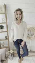 Load and play video in Gallery viewer, Cream Long Sleeve Cupro Top

