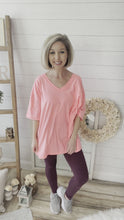 Load and play video in Gallery viewer, Coral Oversized V Neck Boyfriend T-Shirt
