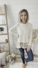 Load and play video in Gallery viewer, Ribbed Knit Long Sleeve Top With Fringe Accent
