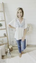 Load and play video in Gallery viewer, Floral Front Tie Wide Sleeve Babydoll Top
