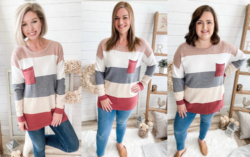 Color Block Pocketed Sweater