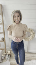 Load and play video in Gallery viewer, Puff Sleeve Suede Feeling Bodysuit
