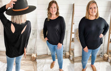 Load image into Gallery viewer, Black Long Sleeve Cut Out Back Top
