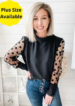 Load image into Gallery viewer, Polka Dot Mesh Sleeve Top
